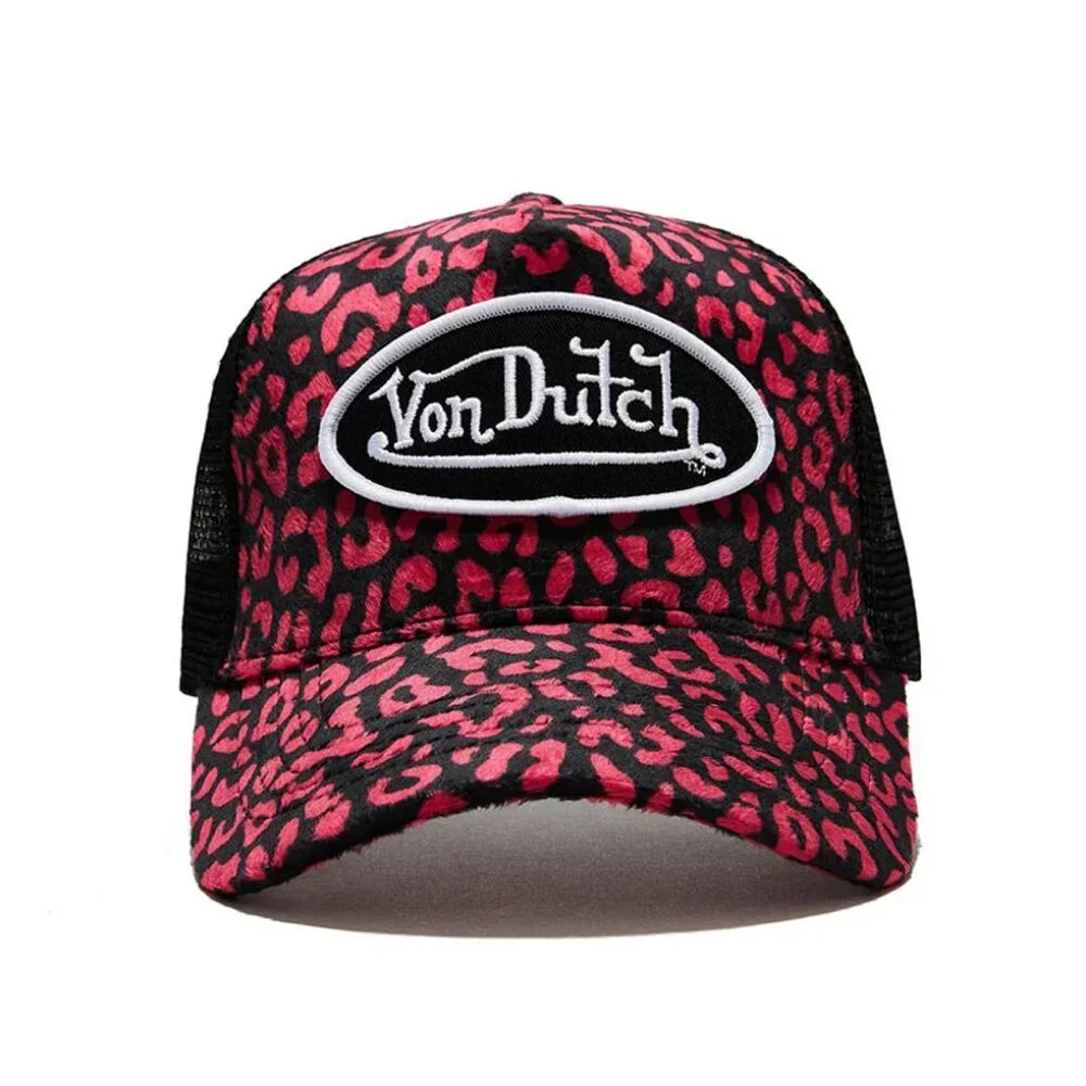 Von Dutch Hot Pink Cheetah Velvet Trucker Hat MSRP89